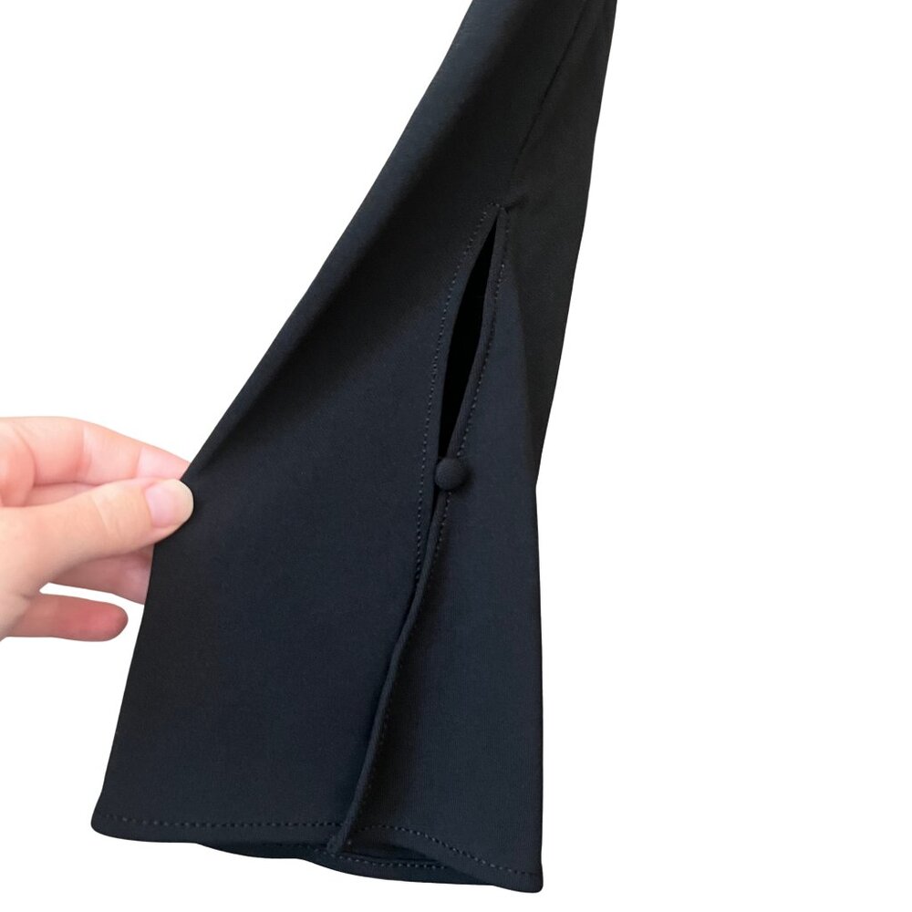 BCBGMAXAZRIA Vintage 90s Black Cowl Neck Long Sleeve Stretch Midi Dress‎ Medium - Picture 6 of 7